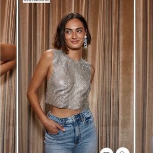 12TH TRIBE SHE'S A GEM SILVER RHINESTONE TANK
